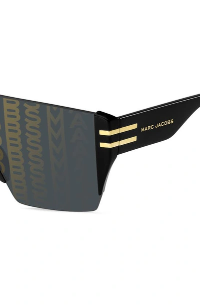 Shop Marc Jacobs 99mm Shield Sunglasses In Gold Pattern Black/ Gold Decor