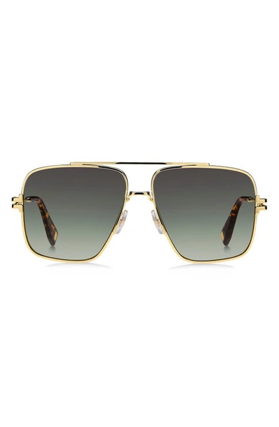 Shop Marc Jacobs 59mm Gradient Square Sunglasses With Chain In Gold Havana/ Gray Green