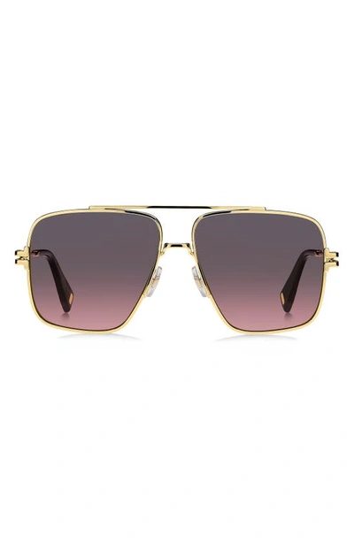 Shop Marc Jacobs 59mm Gradient Square Sunglasses With Chain In Gold Black/ Brown Pink