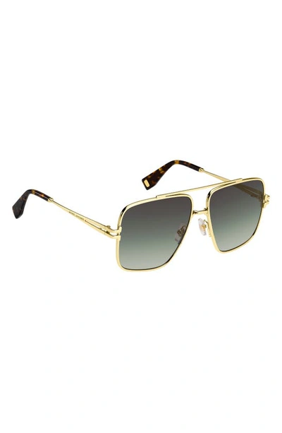 Shop Marc Jacobs 59mm Gradient Square Sunglasses With Chain In Gold Havana/ Gray Green