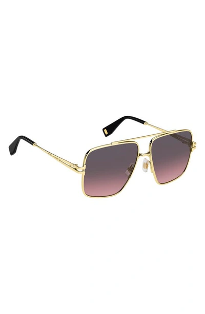 Shop Marc Jacobs 59mm Gradient Square Sunglasses With Chain In Gold Black/ Brown Pink