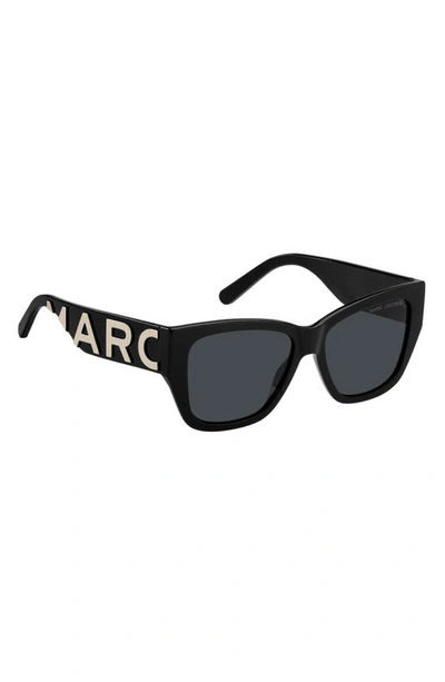 Shop Marc Jacobs 55mm Cat Eye Sunglasses In Black White/ Gray