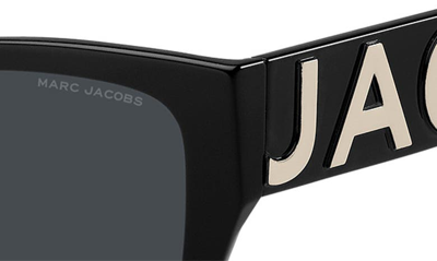 Shop Marc Jacobs 55mm Cat Eye Sunglasses In Black White/ Gray