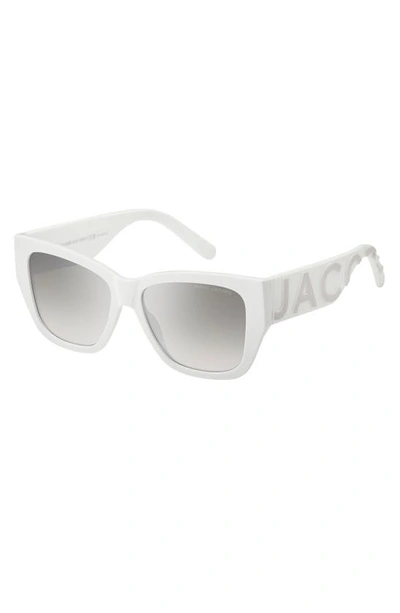 Shop Marc Jacobs 55mm Cat Eye Sunglasses In White Grey/ Grey Silver