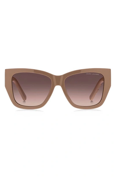 Shop Marc Jacobs 55mm Cat Eye Sunglasses In Nude Brown/ Brown Gradient