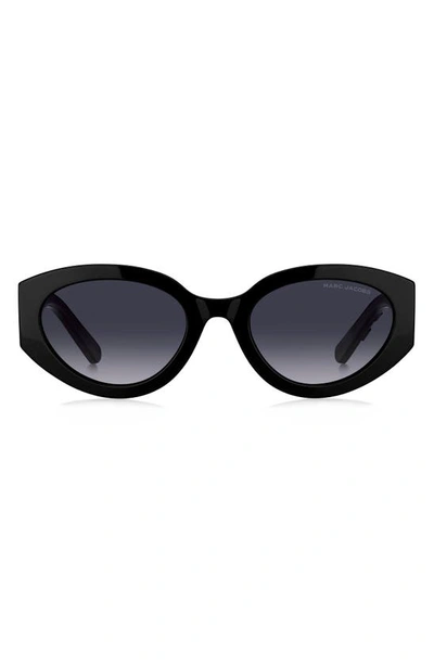 Shop Marc Jacobs 54mm Round Sunglasses In Black Grey/ Grey Shaded