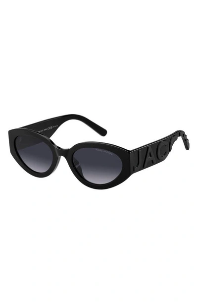 Shop Marc Jacobs 54mm Round Sunglasses In Black Grey/ Grey Shaded