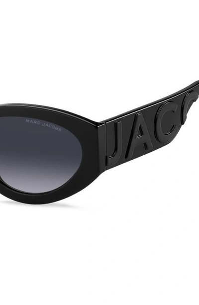 Shop Marc Jacobs 54mm Round Sunglasses In Black Grey/ Grey Shaded