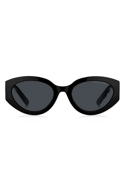 Shop Marc Jacobs 54mm Round Sunglasses In Black White/ Gray