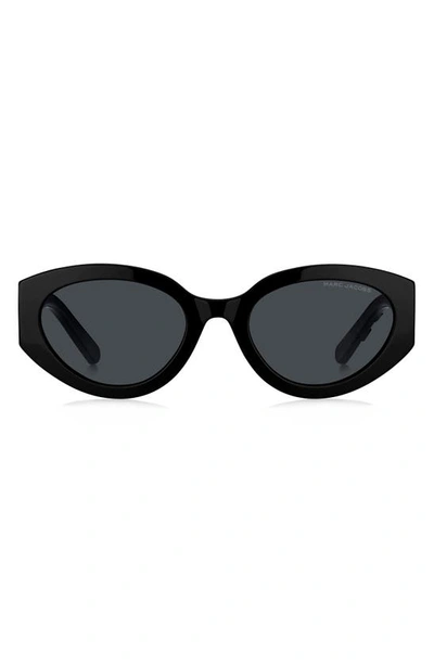 Marc Jacobs 54mm Round Sunglasses In Black White/ Gray