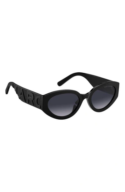 Shop Marc Jacobs 54mm Round Sunglasses In Black Grey/ Grey Shaded