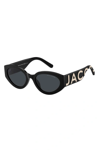 Shop Marc Jacobs 54mm Round Sunglasses In Black White/ Gray