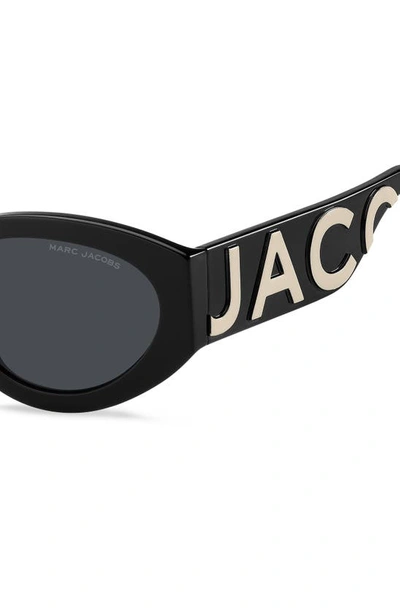 Shop Marc Jacobs 54mm Round Sunglasses In Black White/ Gray