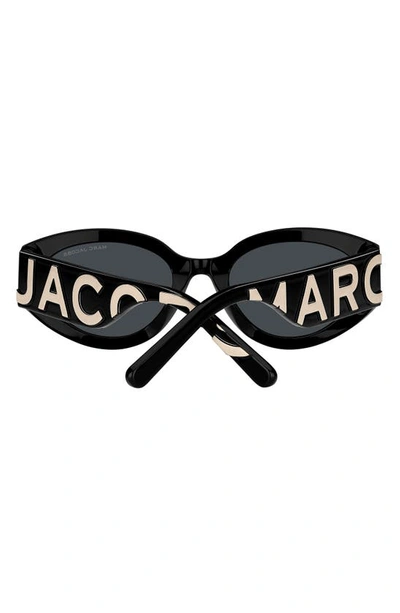 Shop Marc Jacobs 54mm Round Sunglasses In Black White/ Gray