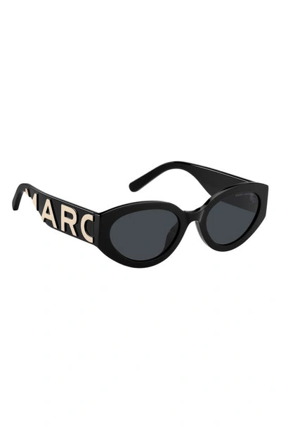 Shop Marc Jacobs 54mm Round Sunglasses In Black White/ Gray