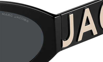 Shop Marc Jacobs 54mm Round Sunglasses In Black White/ Gray