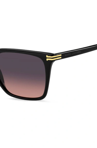 Shop Marc Jacobs 55mm Square Sunglasses In Black/ Grey Shaded Pink
