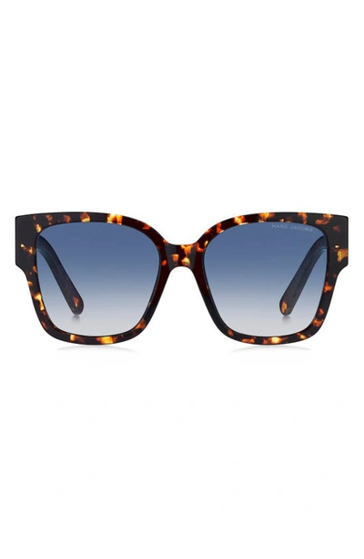 Shop Marc Jacobs 54mm Square Sunglasses In Havana/ Blue Shaded