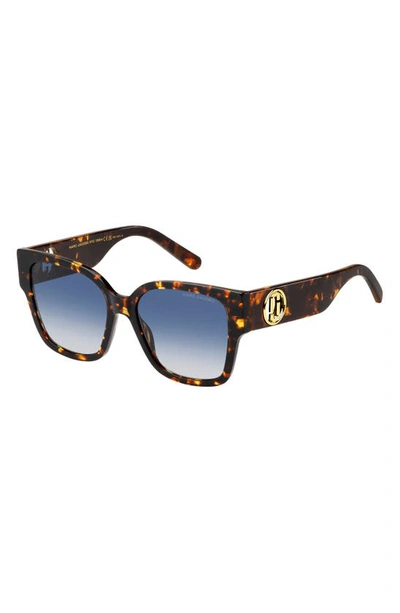 Marc Jacobs Tortoiseshell-pattern Sunglasses In Havana/ Blue Shaded