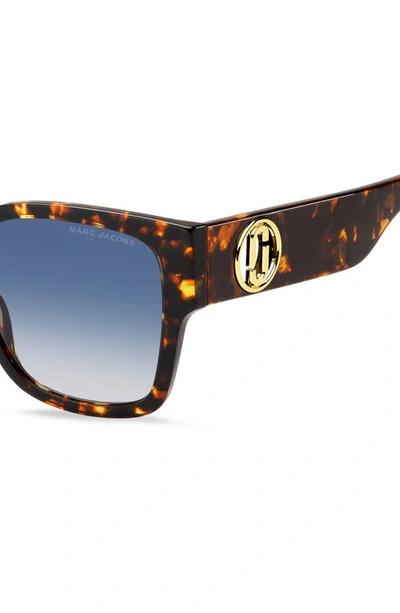 Marc Jacobs Tortoiseshell-pattern Sunglasses In Havana/ Blue Shaded