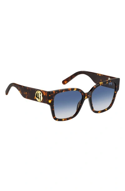 Marc Jacobs Tortoiseshell-pattern Sunglasses In Havana/ Blue Shaded
