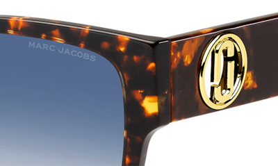 Marc Jacobs Tortoiseshell-pattern Sunglasses In Havana/ Blue Shaded