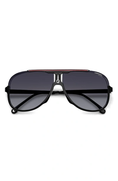 Shop Carrera Eyewear 64mm Oversize Aviator Sunglasses In Black Red/ Grey Shaded