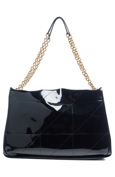 Shop Saint Laurent Jamie 4.3 Patchwork Faux Patent Leather Shoulder Bag In Noir