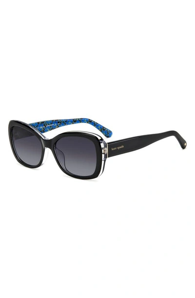 Shop Kate Spade Elowen 55mm Gradient Round Sunglasses In Black/ Grey Shaded