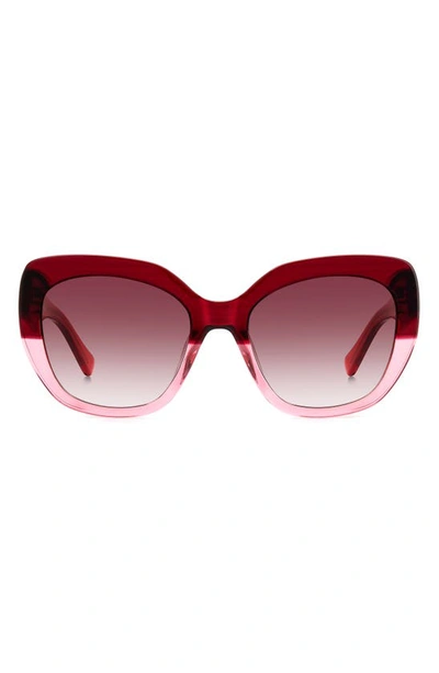Shop Kate Spade Winslet 55mm Gradient Round Sunglasses In Red Pink/ Burgundy Shaded