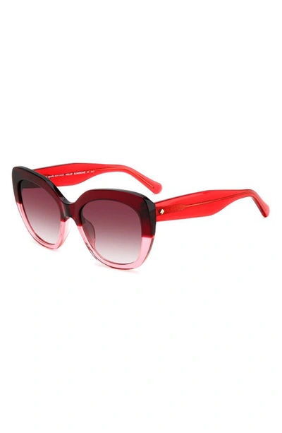 Shop Kate Spade Winslet 55mm Gradient Round Sunglasses In Red Pink/ Burgundy Shaded