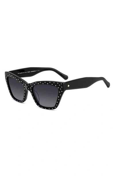 Shop Kate Spade Fay 54mm Gradient Cat Eye Sunglasses In Black/ Grey Shaded