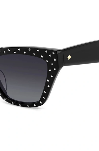 Shop Kate Spade Fay 54mm Gradient Cat Eye Sunglasses In Black/ Grey Shaded