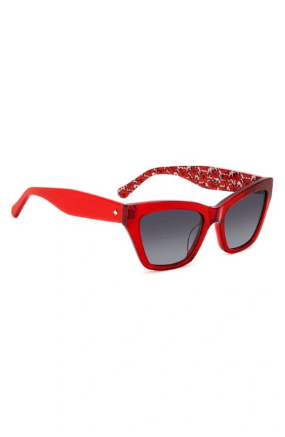 Shop Kate Spade Fay 54mm Gradient Cat Eye Sunglasses In Red/ Grey Shaded