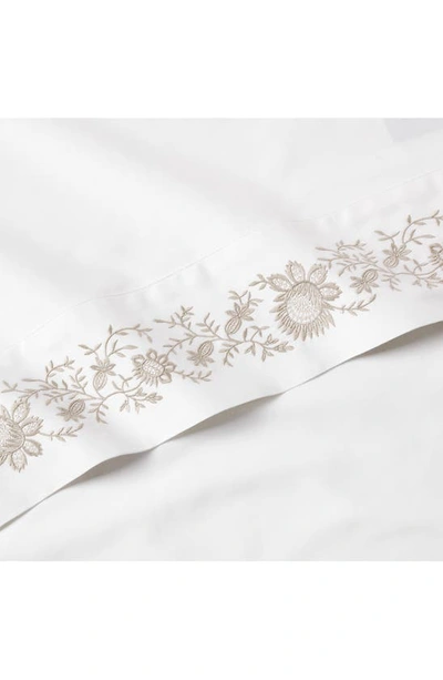 Shop Ralph Lauren Eloise Organic Cotton 624 Thread Count Embroidered Sheet In True Platinum