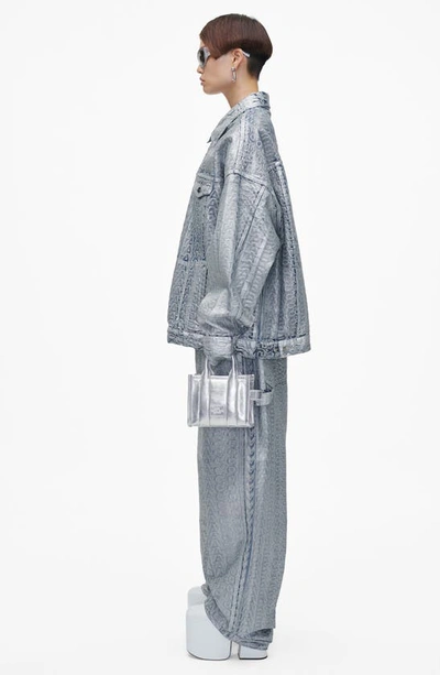 Marc Jacobs The Metallic Leather Mini Tote Bag In Silver