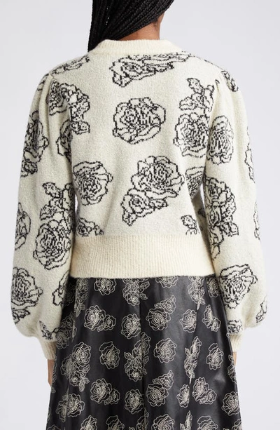 Shop Baum Und Pferdgarten Cherika Floral Jacquard Sweater In Creme Embroidery Flower