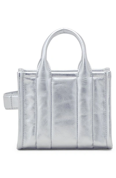 Marc Jacobs The Metallic Leather Mini Tote Bag In Silver