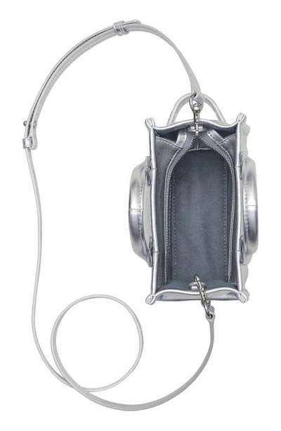 Marc Jacobs The Metallic Leather Mini Tote Bag In Silver