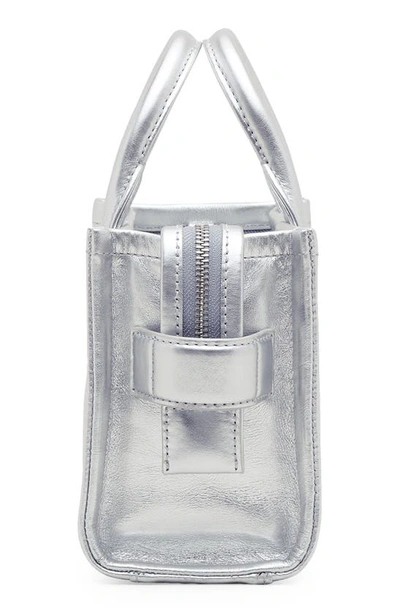 Marc Jacobs The Metallic Leather Mini Tote Bag In Silver