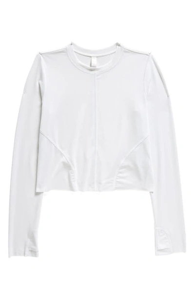 Shop Zella Girl Kids' Streamline Seamed Long Sleeve T-shirt In White