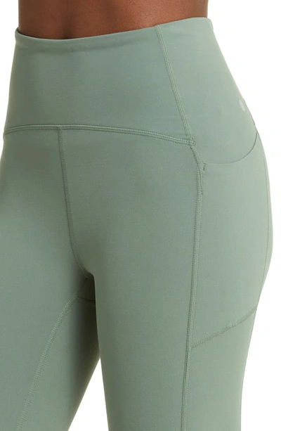 Shop Zella Studio Luxe High Waist Pocket 7/8 Leggings In Green Duck