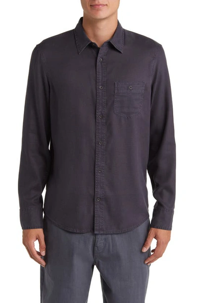 Shop Treasure & Bond Trim Fit Solid Lyocell Button-up Shirt In Navy India Ink