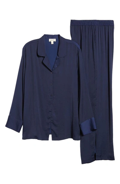 Shop Open Edit Classic Cool Oversize Pajamas In Navy Peacoat