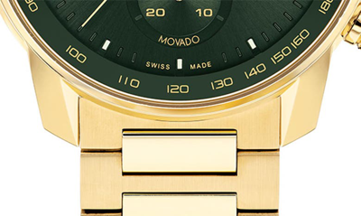 Movado Men's Bold Verso Swiss Quartz Chrono Ionic Plated Gold Steel Watch 44mm In Green