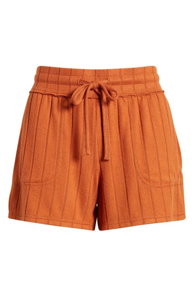 Shop Bp. Cozy Wide Rib Drawstring Shorts In Rust Texan