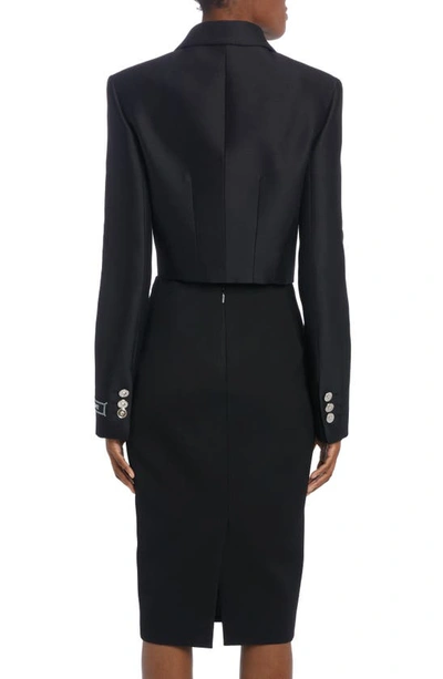 Shop Versace Medusa Crop Wool & Silk Jacket In Black