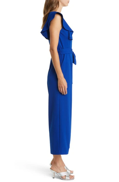 Tahari Asl Flutter Sleeve Wide Leg Jumpsuit In Cobalt