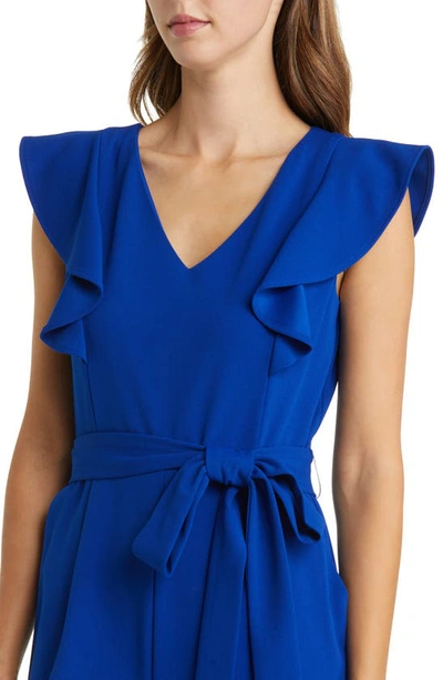 Tahari Asl Flutter Sleeve Wide Leg Jumpsuit In Cobalt