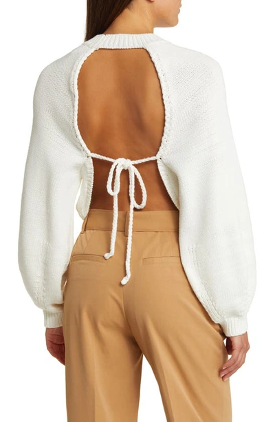 Open Edit Open Back Crewneck Sweater In Ivory